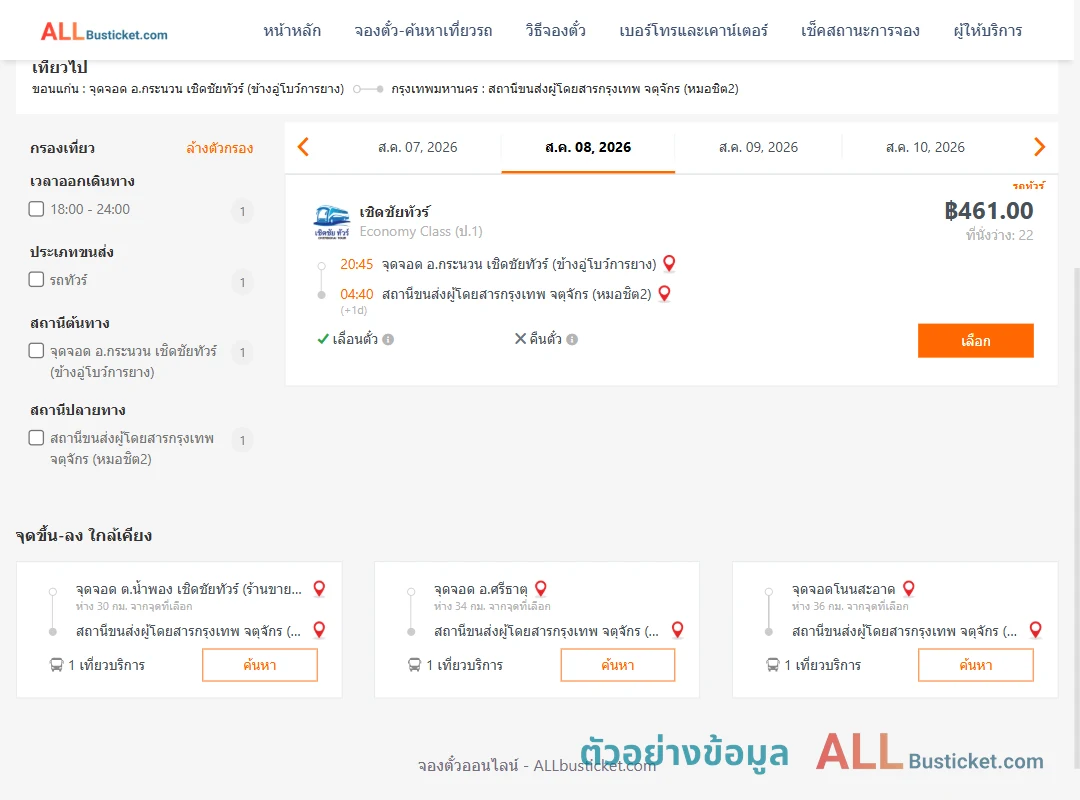 ตัวอย่างผลค้นหา กระนวน-หมอชิต2