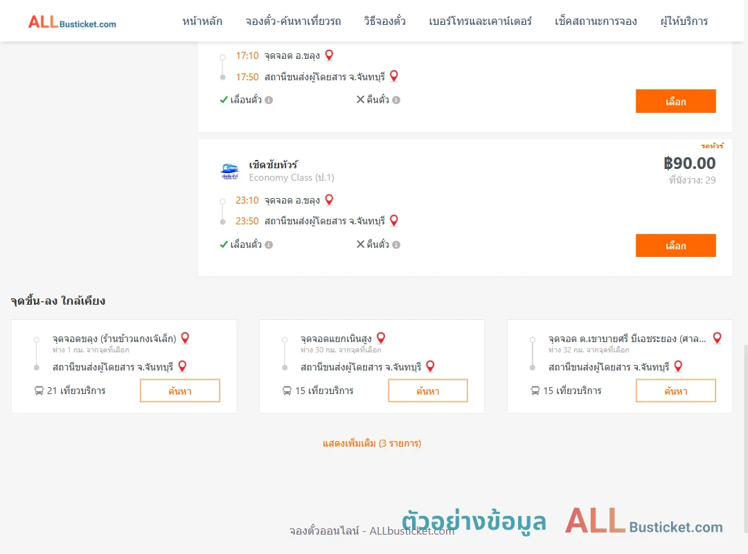 ตัวอย่างผลค้นหา ขลุง-จันทบุรี