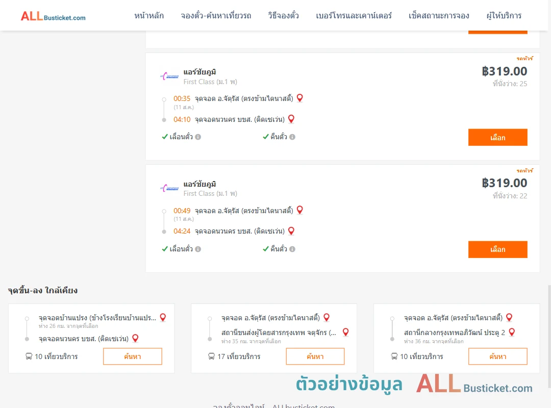 ตัวอย่างผลค้นหา จัตุรัส-นวนครบขส.ติดเซเว่น