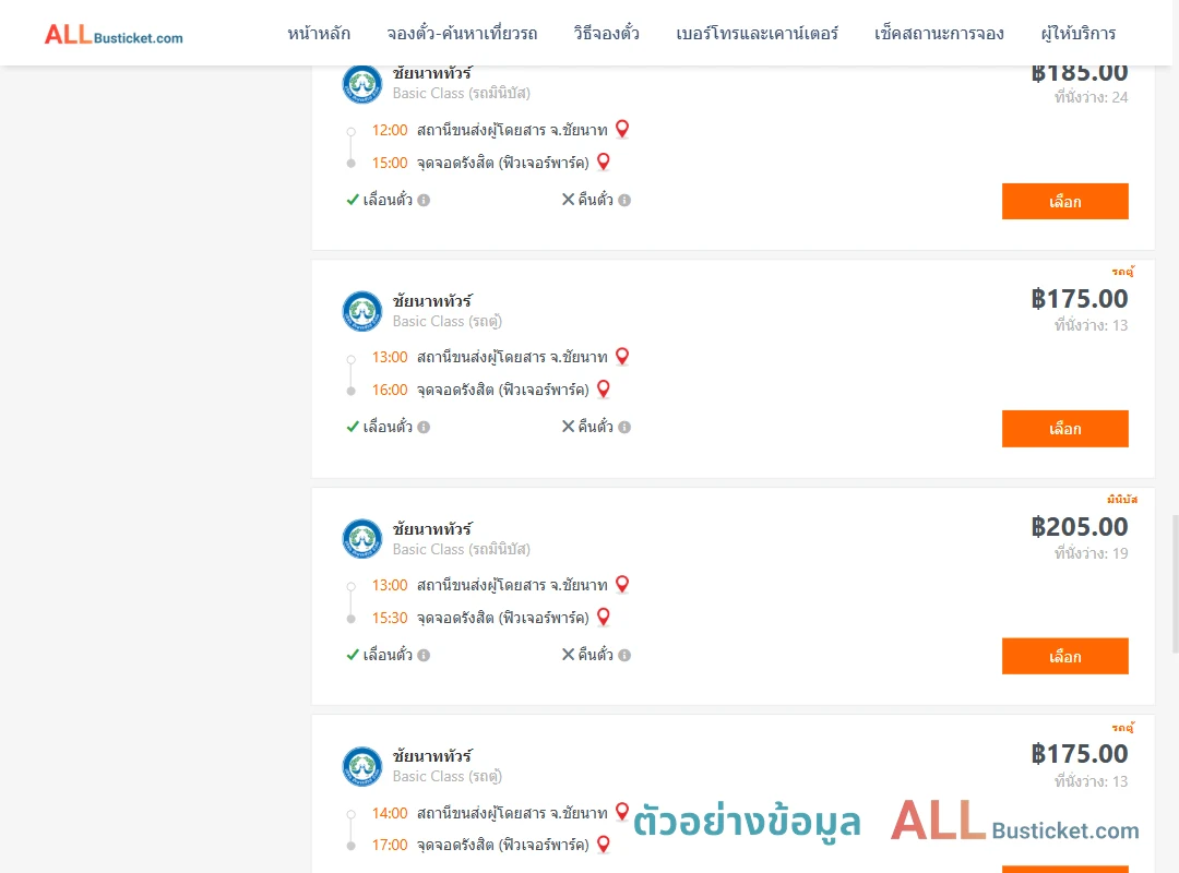 ตัวอย่างผลค้นหา ชัยนาท-กรุงเทพฯ