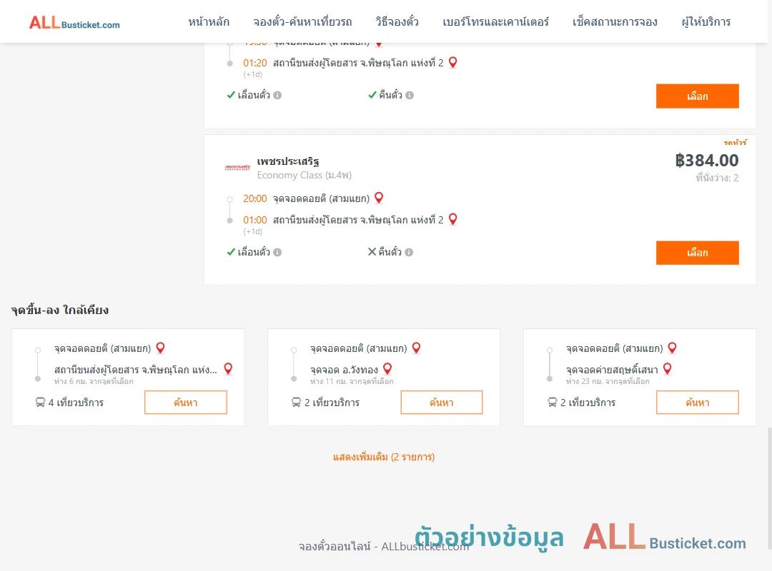 ตัวอย่างผลค้นหา ดอยติสามแยก-พิษณุโลก2