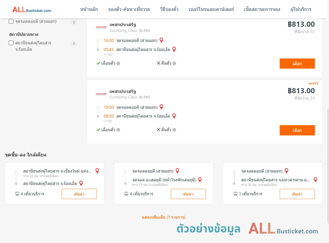 ตัวอย่างผลค้นหา ดอยติสามแยก-ร้อยเอ็ด