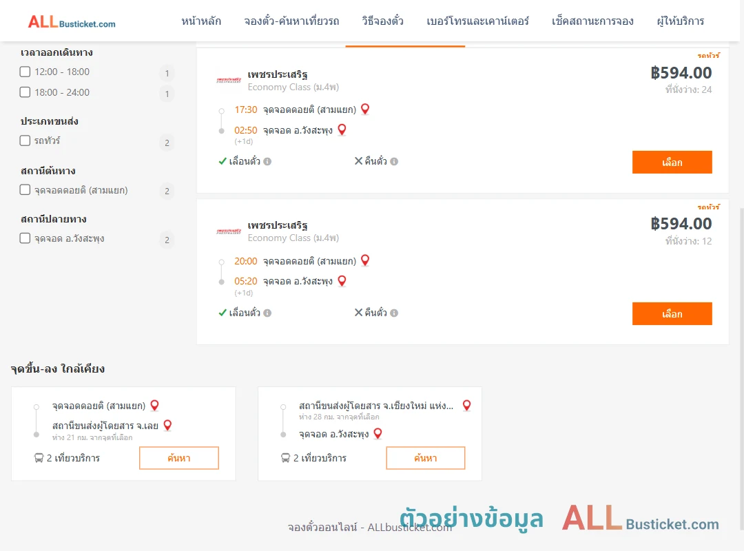 ตัวอย่างผลค้นหา ดอยติสามแยก-วังสะพุง