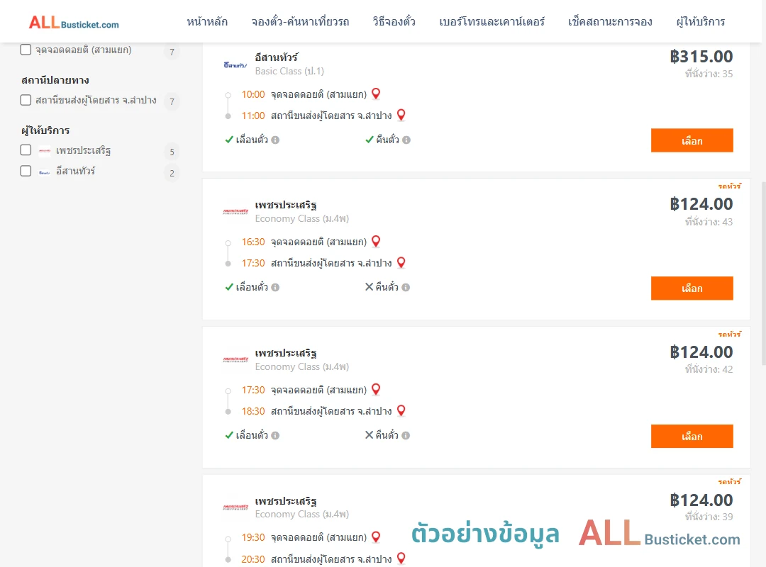 ตัวอย่างผลค้นหา ดอยติ-ลำปาง