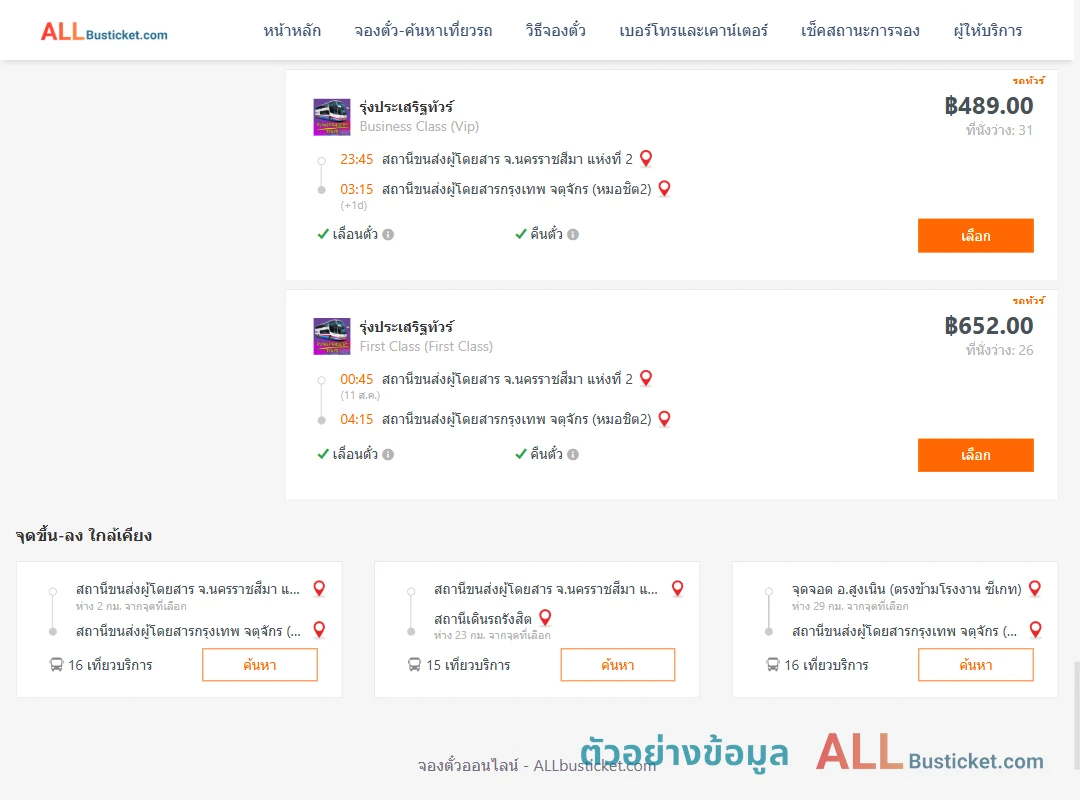 ตัวอย่างผลค้นหา นครราชสีมา2-กรุงเทพจตุจักร