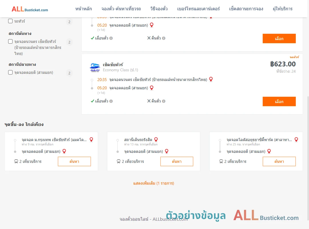 ตัวอย่างผลค้นหา นวนคร-ดอยติสามแยก