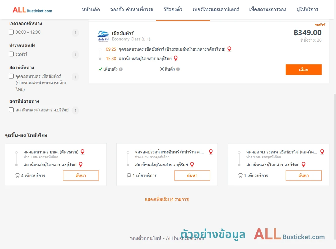 ตัวอย่างผลค้นหา นวนคร-บุรีรัมย์