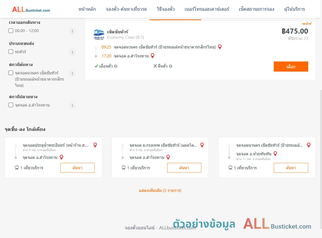 ตัวอย่างผลค้นหา นวนคร-สำโรงทาบ