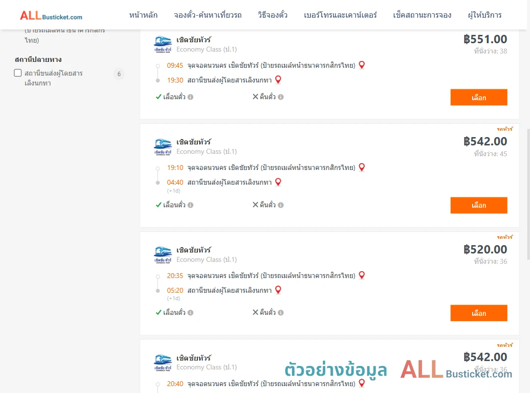 ตัวอย่างผลค้นหา นวนคร-เลิงนกทา
