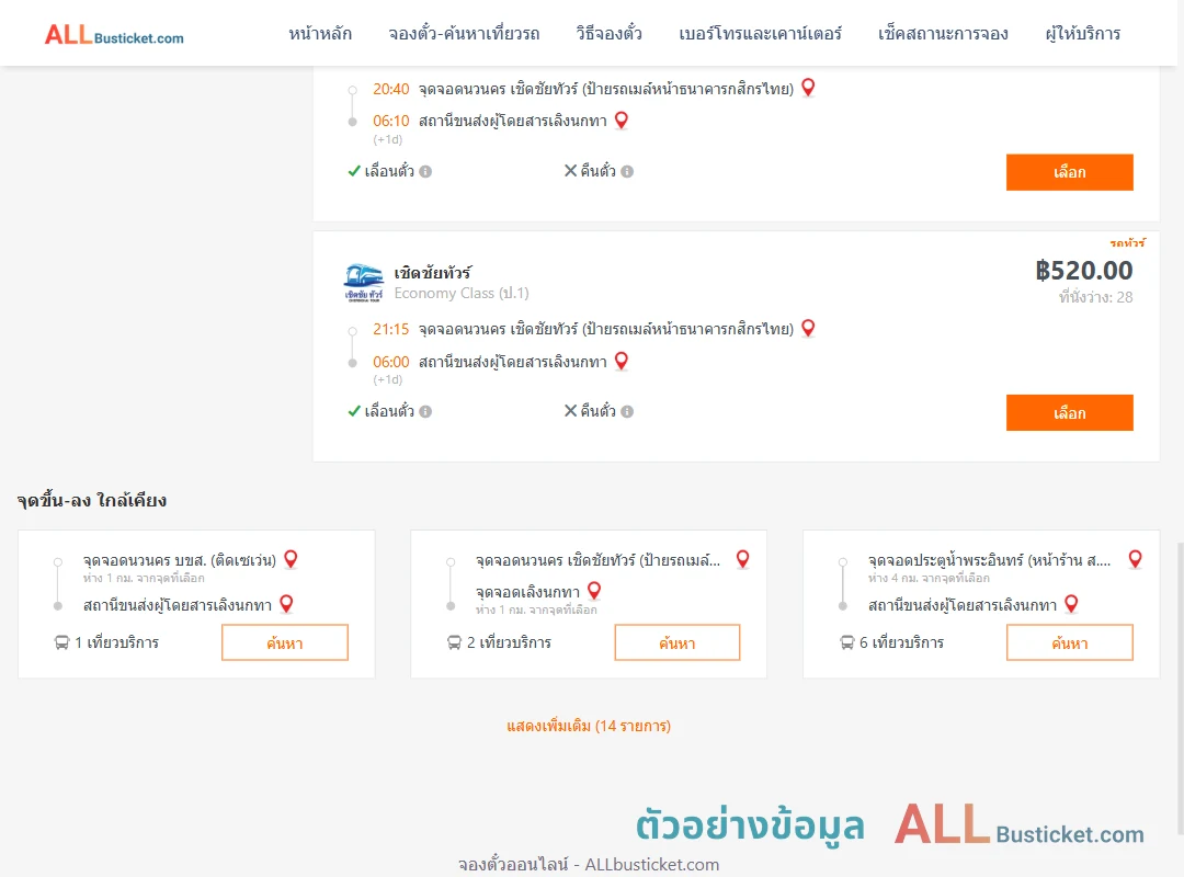 ตัวอย่างผลค้นหา นวนคร-เลิงนกทา