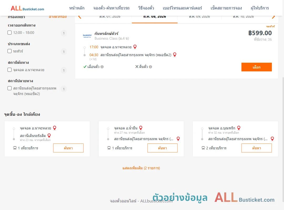 ตัวอย่างผลค้นหา นาจะหลวย-หมอชิต2