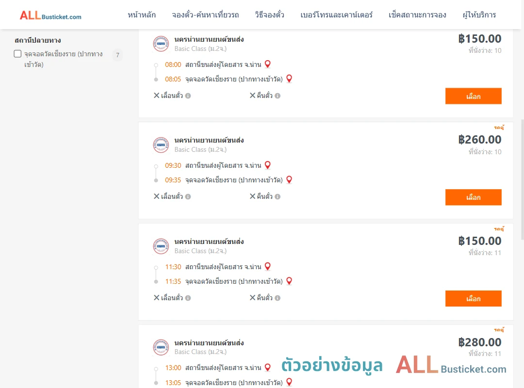 ตัวอย่างผลค้นหา น่าน-วัดเชียงราย