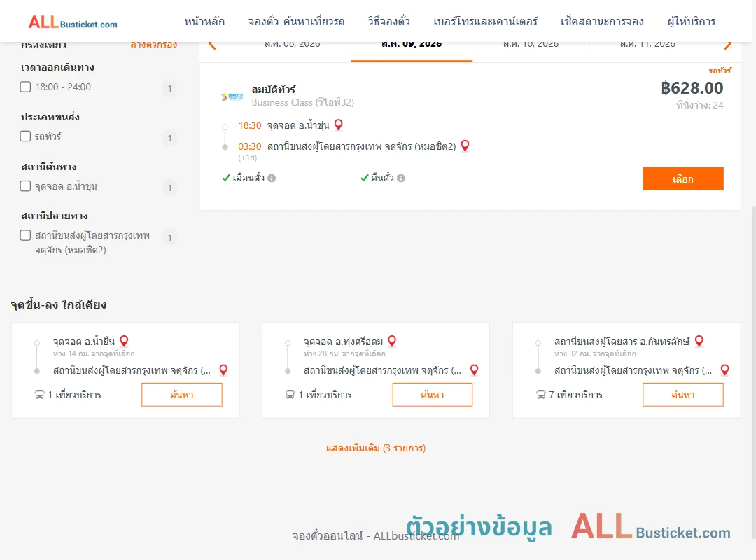 ตัวอย่างผลค้นหา น้ำขุ่น-หมอชิต2