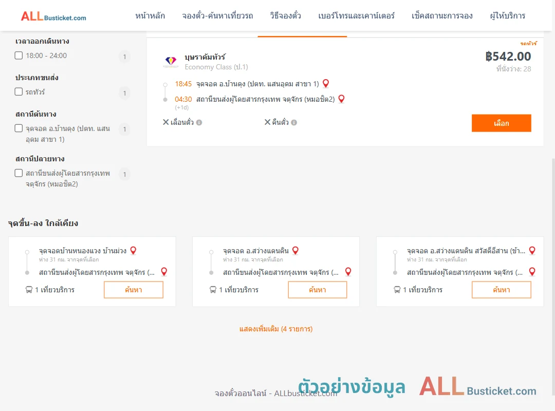 ตัวอย่างผลค้นหา บ้านดุง-หมอชิต2