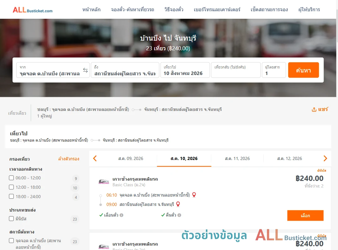 ตัวอย่างผลค้นหา บ้านบึง-จันทบุรี