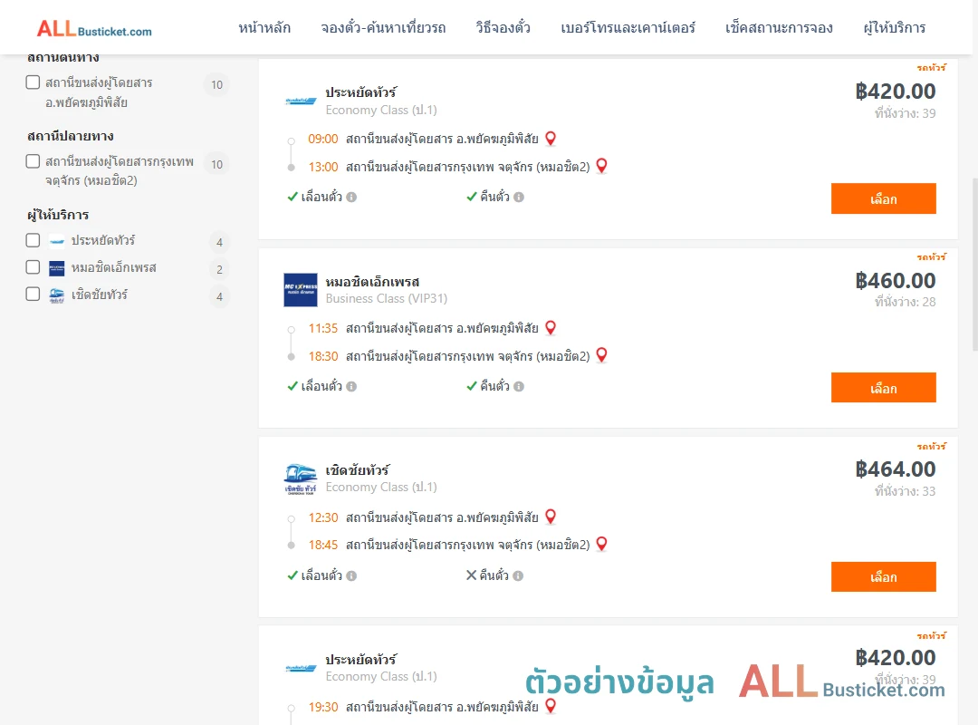 ตัวอย่างผลค้นหา พยัคฆภูมิพิสัย-กรุงเทพฯ