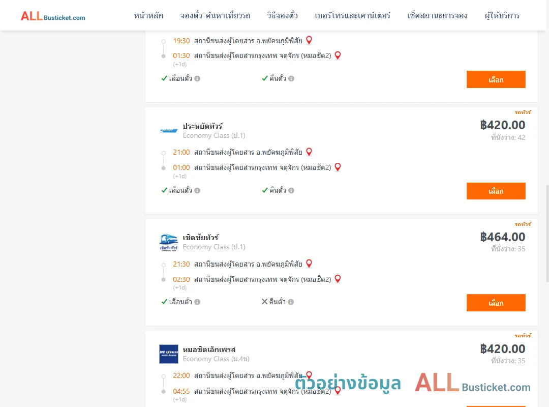 ตัวอย่างผลค้นหา พยัคฆภูมิพิสัย-กรุงเทพฯ