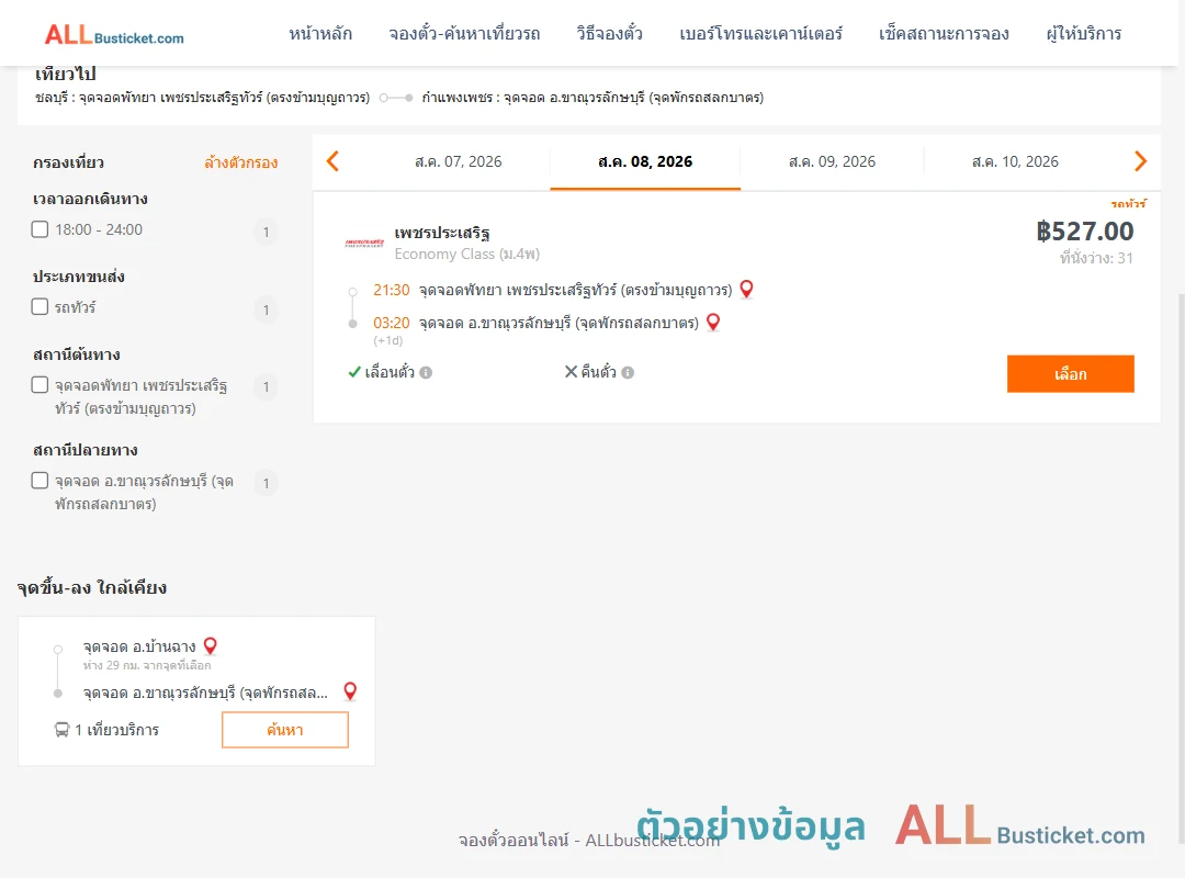 ตัวอย่างผลค้นหา พัทยา-ขาณุวรลักษบุรี