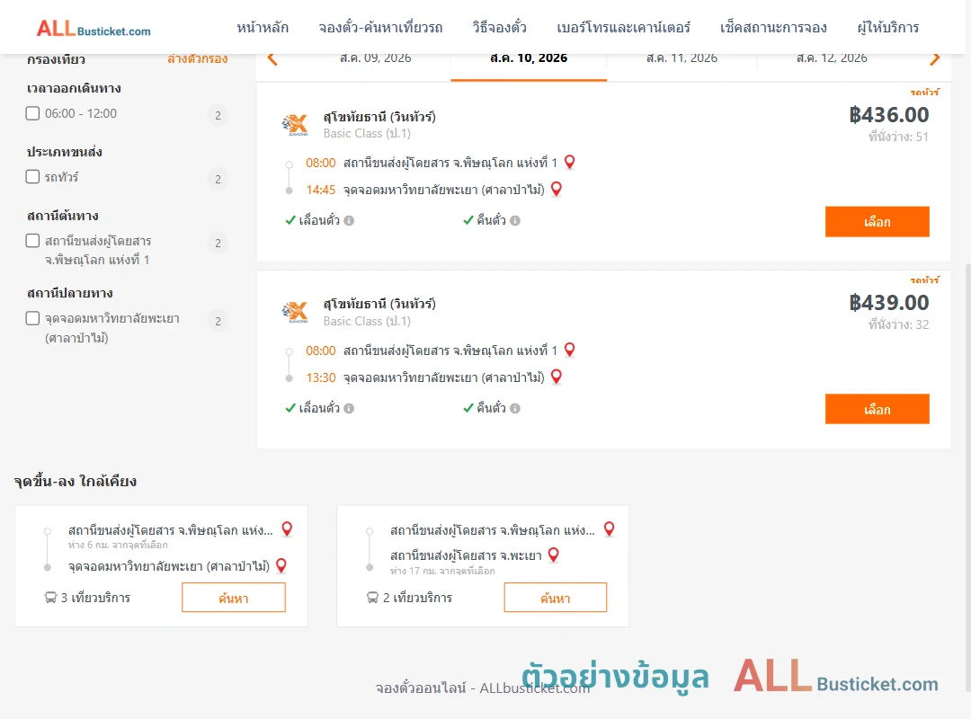 ตัวอย่างผลค้นหา พิษณุโลก1-ม.พะเยาศาลาป่าไม้