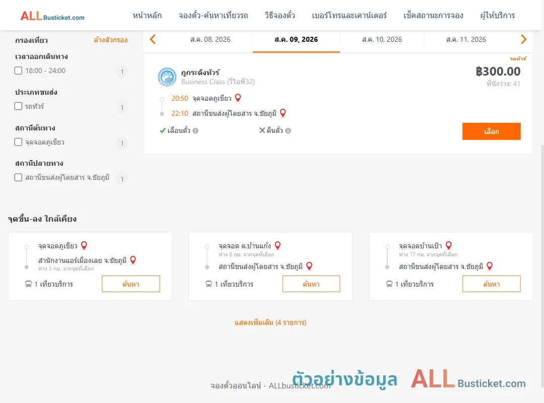 ตัวอย่างผลค้นหา ภูเขียว-ชัยภูมิ