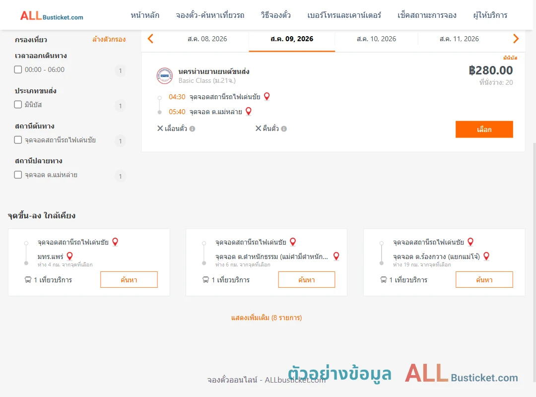 ตัวอย่างผลค้นหา สถานีรถไฟเด่นชัย-แม่หล่าย