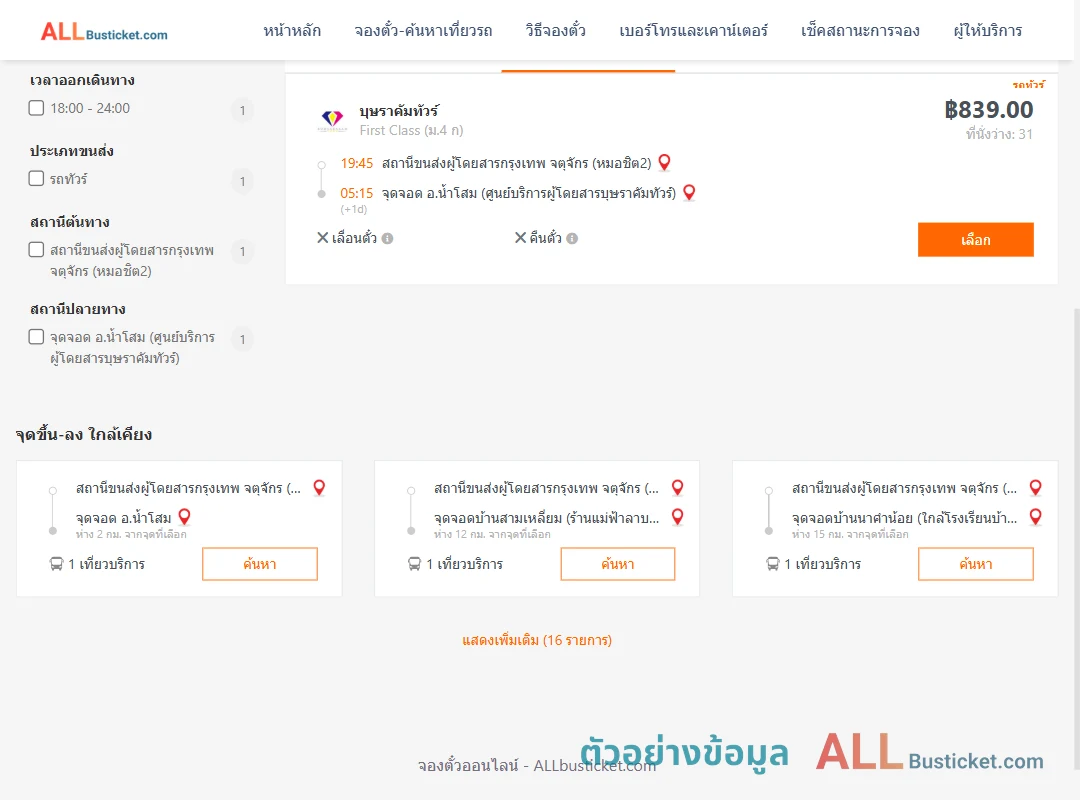 ตัวอย่างผลค้นหา หมอชิต2-น้ำโสม