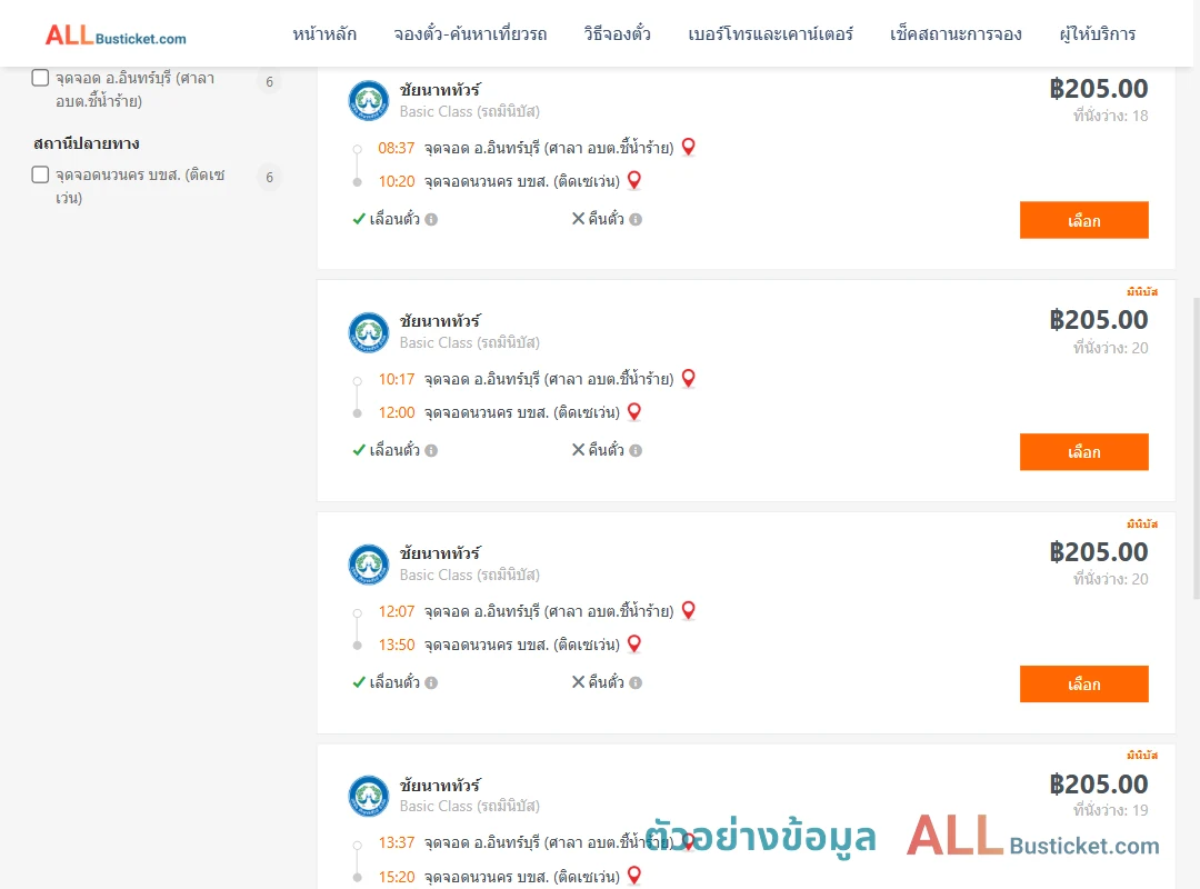 ตัวอย่างผลค้นหา อินทร์บุรี-นวนคร