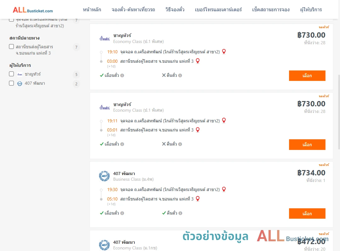 ตัวอย่างผลค้นหา เครือสหพัฒน์-ขอนแก่น