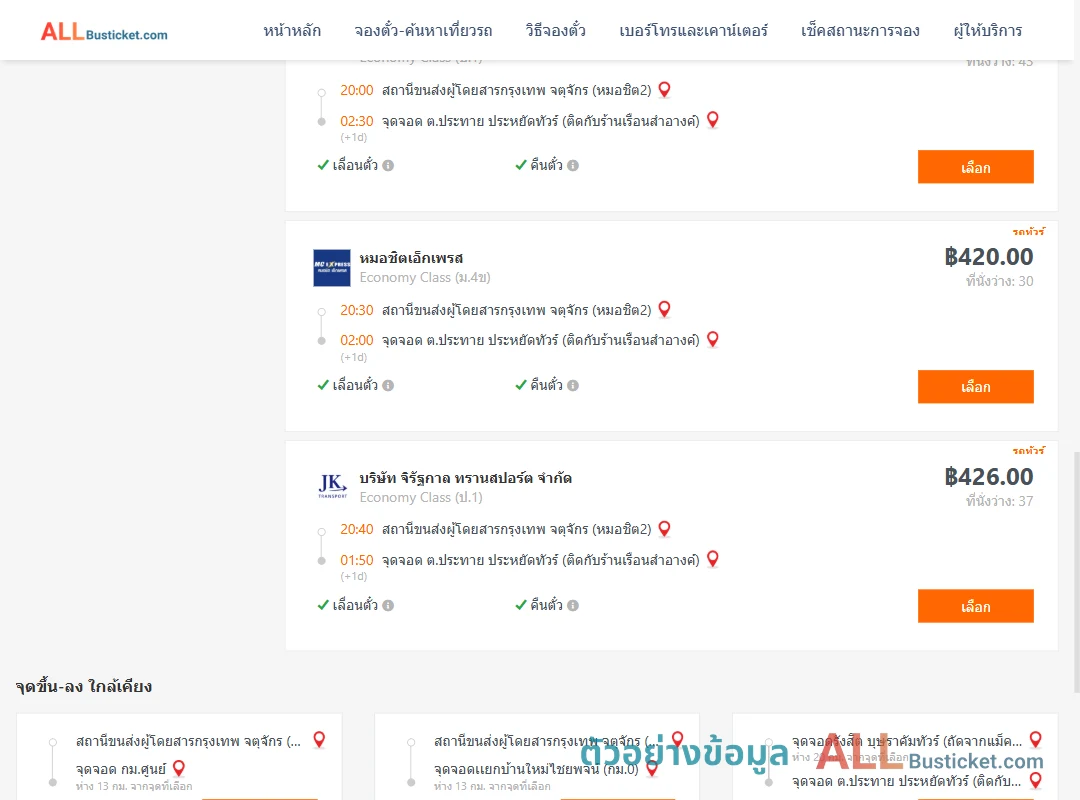 ตัวอย่างผลค้นหา กรุงเทพฯ-ประทาย