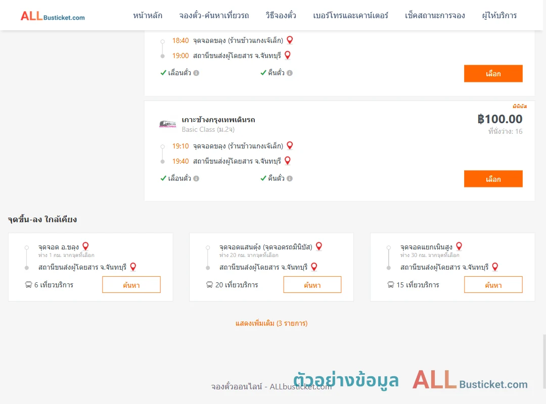 ตัวอย่างผลค้นหา ขลุง-จันทบุรี