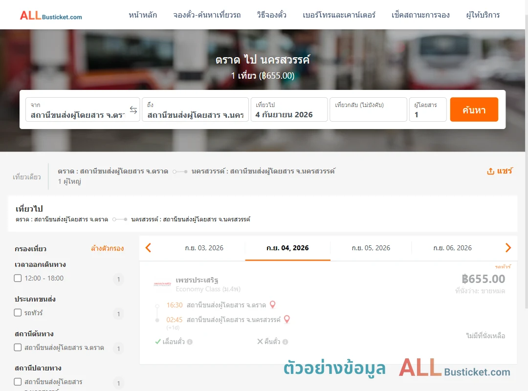 ตัวอย่างผลค้นหา ตราด-นครสวรรค์