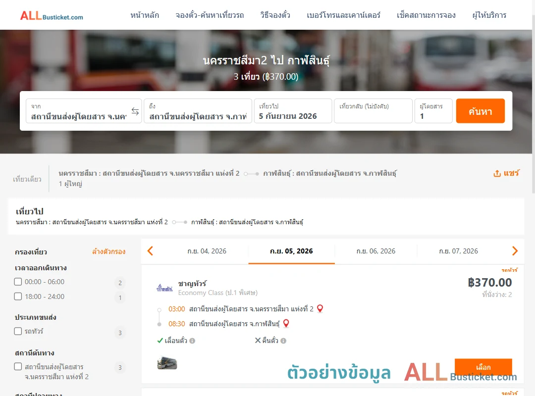 ตัวอย่างผลค้นหา นครราชสีมา2-กาฬสินธุ์