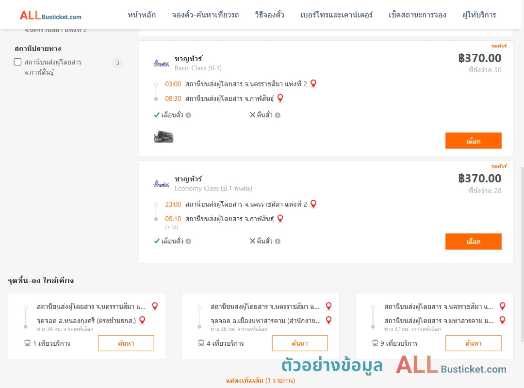 ตัวอย่างผลค้นหา นครราชสีมา2-กาฬสินธุ์
