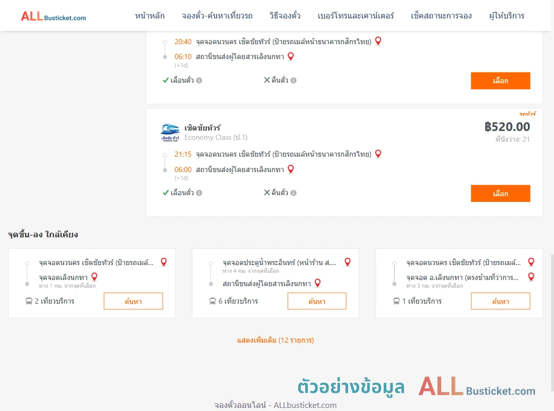 ตัวอย่างผลค้นหา นวนคร-เลิงนกทา