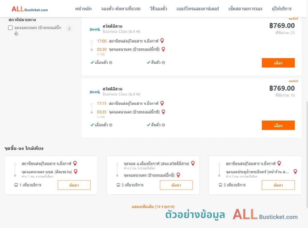 ตัวอย่างผลค้นหา บึงกาฬ-นวนคร