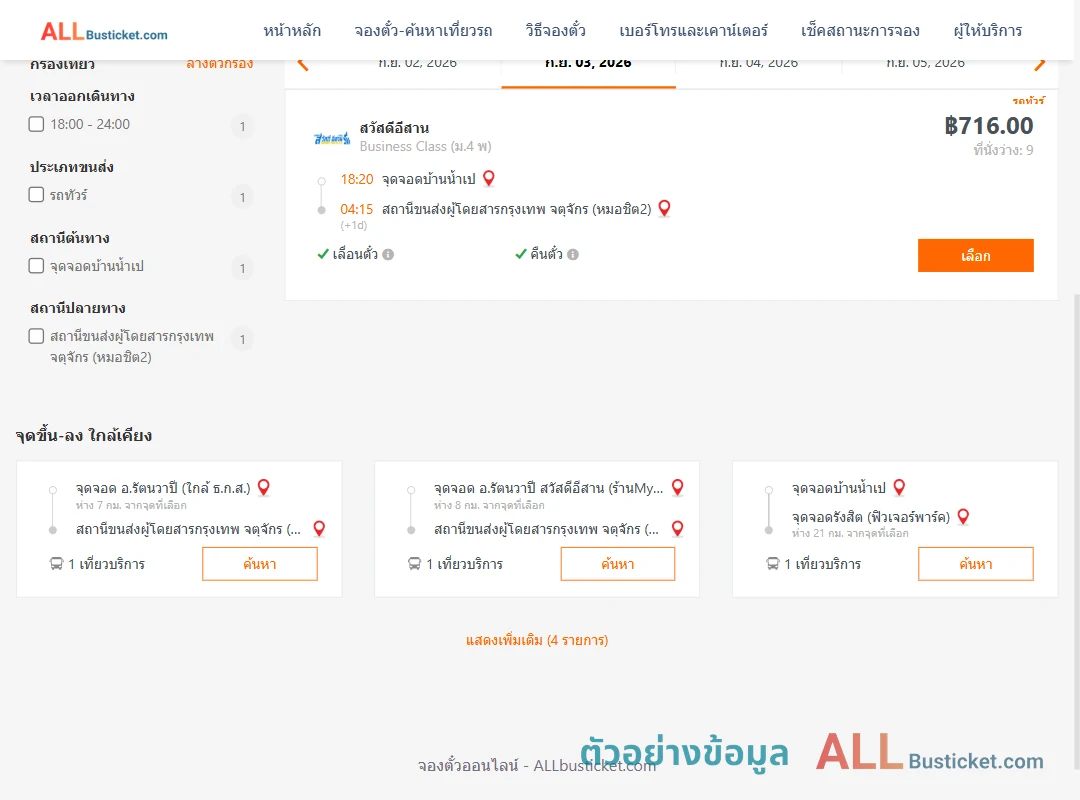 ตัวอย่างผลค้นหา บ้านน้ำเป-หมอชิต2