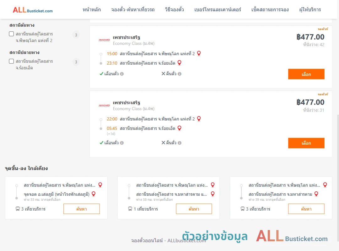 ตัวอย่างผลค้นหา พิษณุโลก2-ร้อยเอ็ด