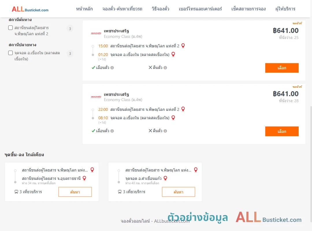 ตัวอย่างผลค้นหา พิษณุโลก2-เขื่องใน