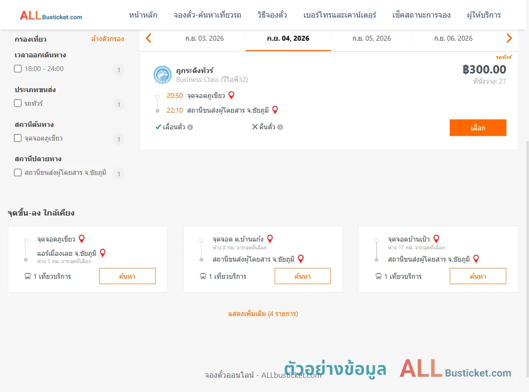 ตัวอย่างผลค้นหา ภูเขียว-ชัยภูมิ