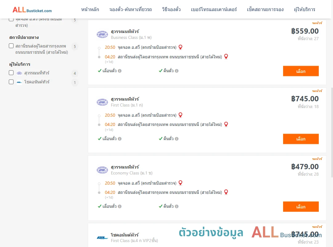 ตัวอย่างผลค้นหา สวี-สายใต้ใหม่