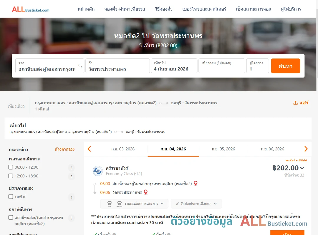 ตัวอย่างผลค้นหา หมอชิต2-วัดพระประทานพร