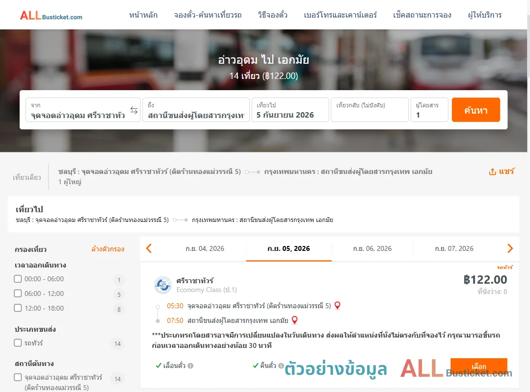ตัวอย่างผลค้นหา อ่าวอุดม-เอกมัย