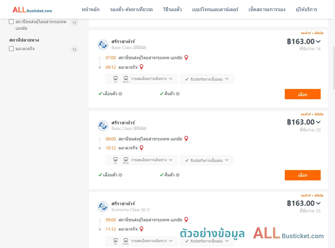 ตัวอย่างผลค้นหา เอกมัย-ตลาดวรกิจ