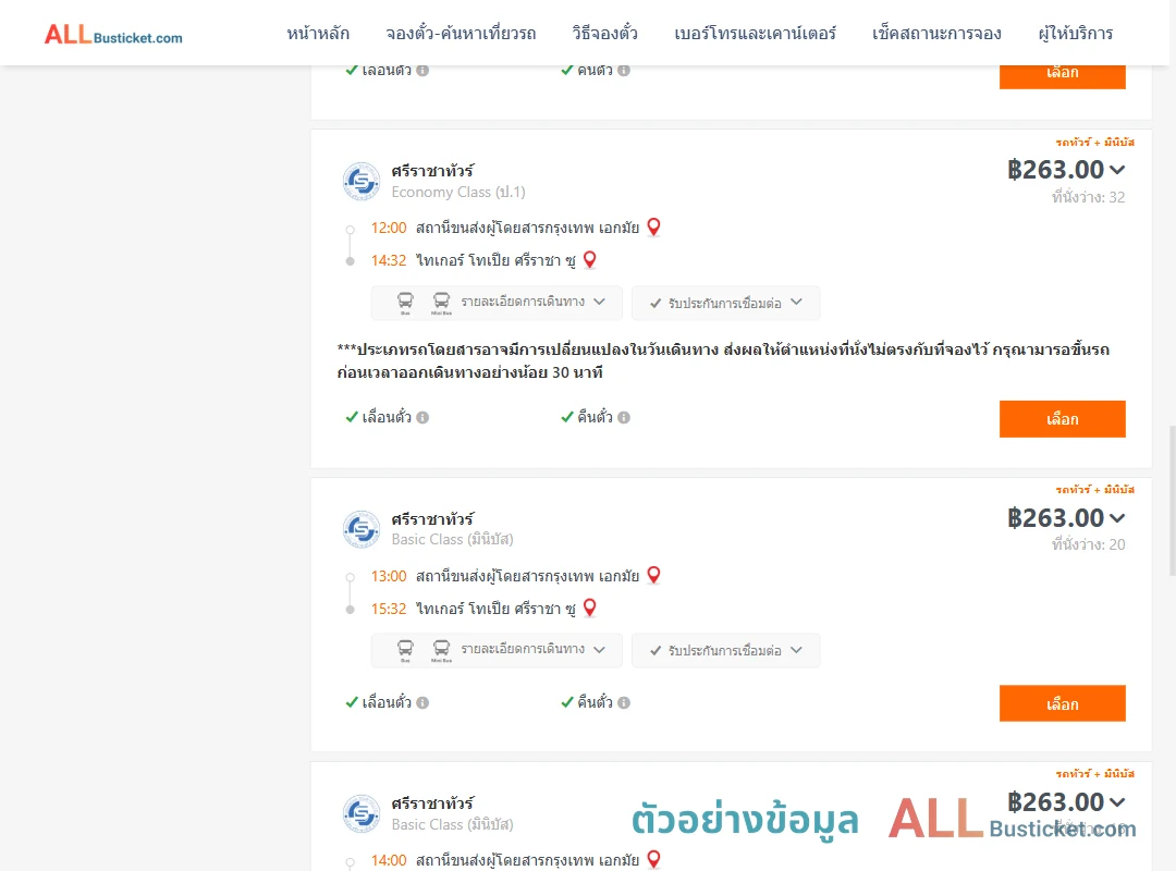 ตัวอย่างผลค้นหา เอกมัย-ไทเกอร์โทเปียศรีราชาซู