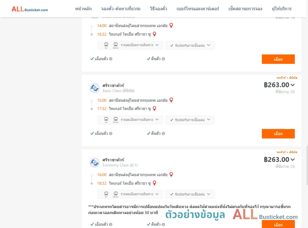 ตัวอย่างผลค้นหา เอกมัย-ไทเกอร์โทเปียศรีราชาซู
