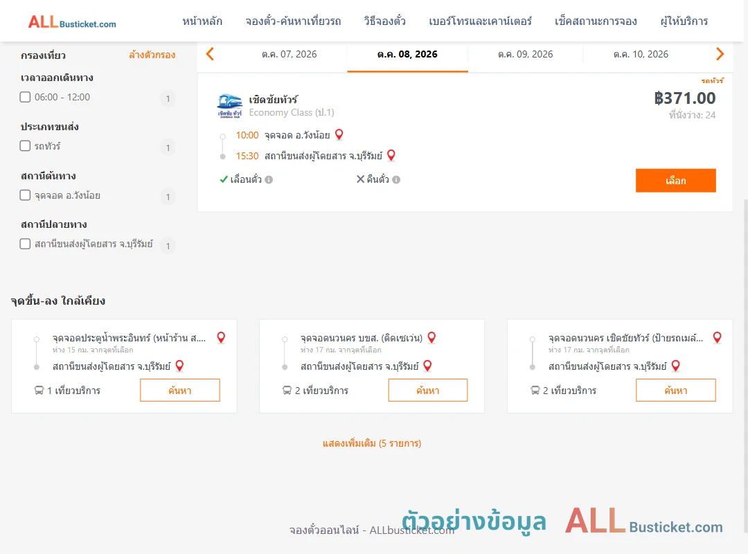 ตัวอย่างผลค้นหา วังน้อย-บุรีรัมย์